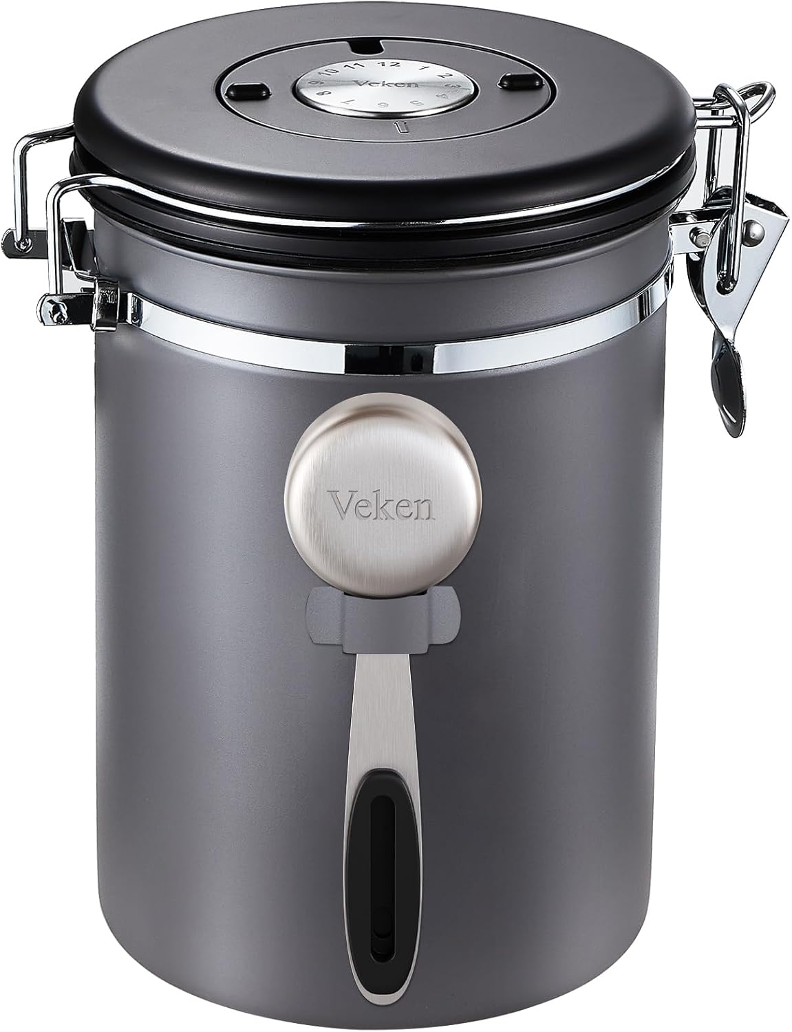 Veken | Coffee Canister | 39OZ | Stainless Steel | Gray - aborderproducts