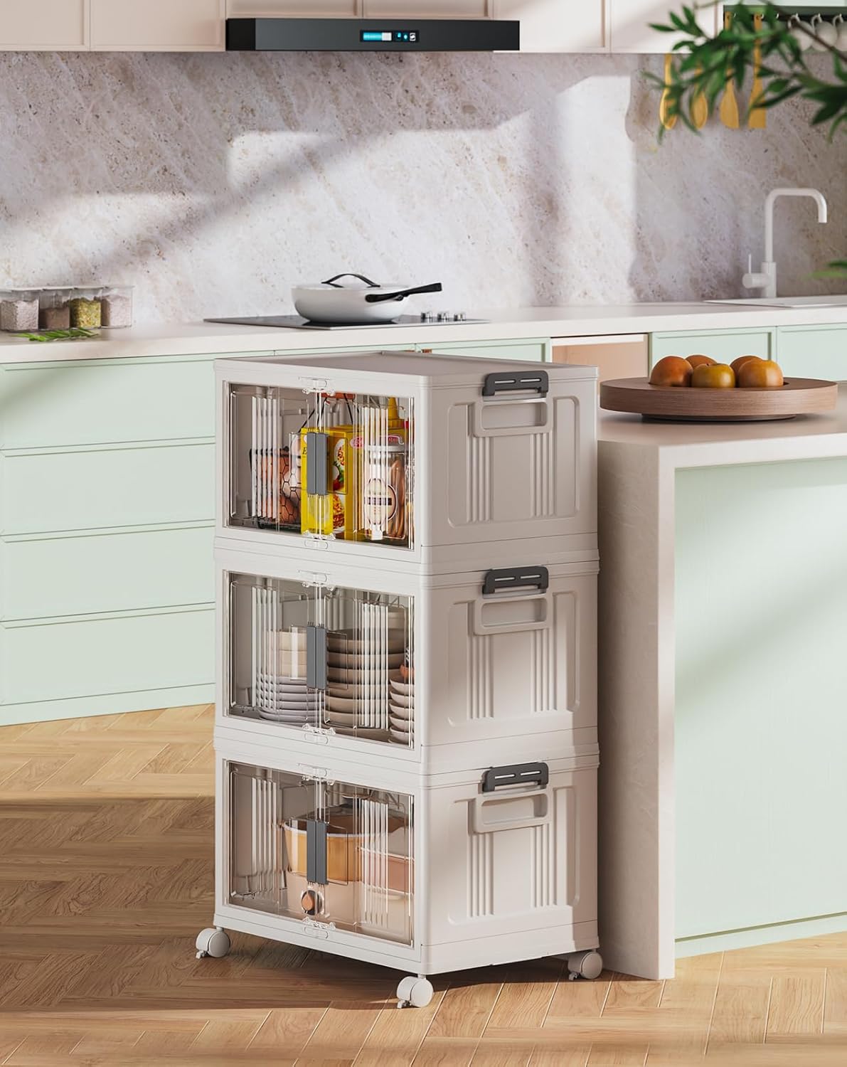 OlarHike | Storage Bins | 48QT | 3 Pack | Warm Gray - aborderproducts