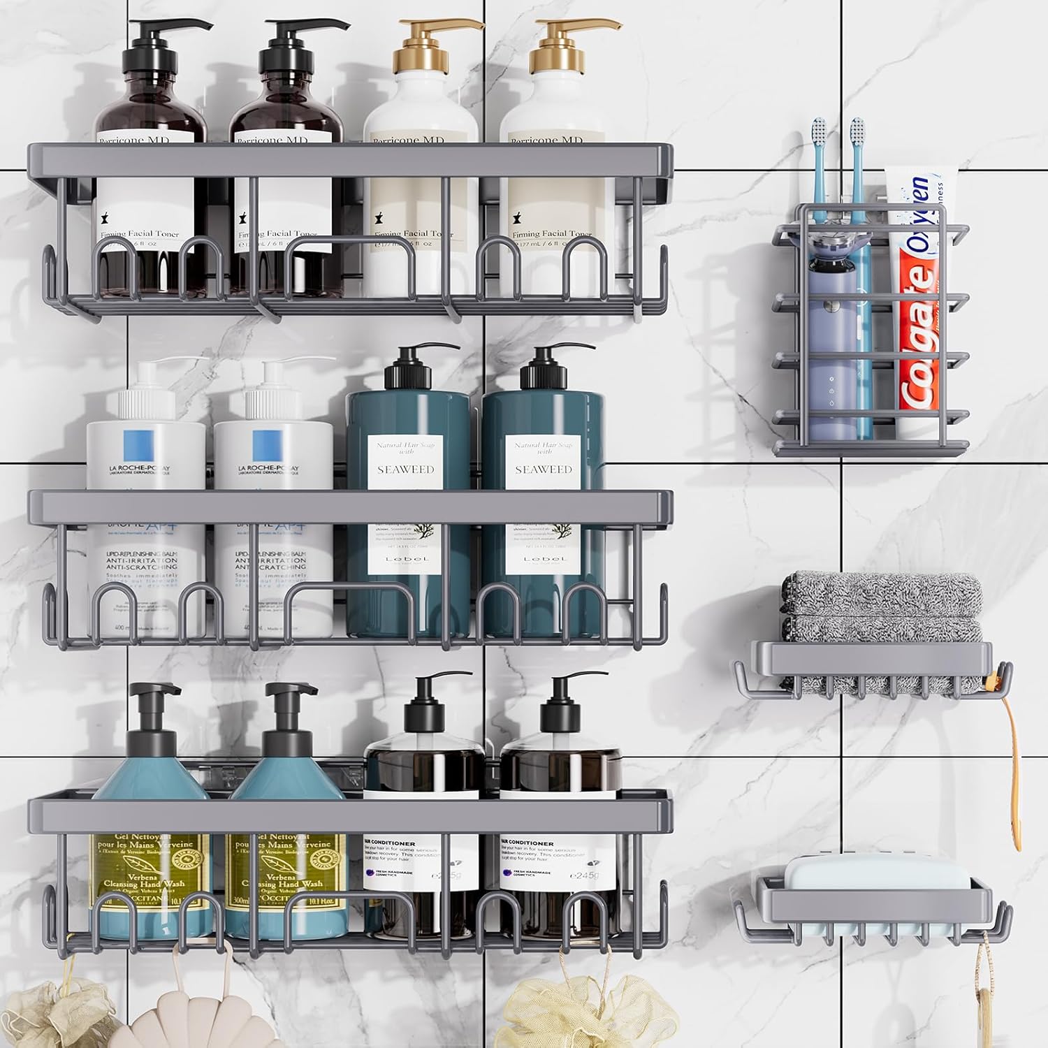 Veken | Shower Caddy | 6 Pack | Grey - aborderproducts