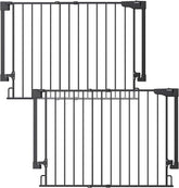 Cumbor 2 Pack 29.2-43" No Bottom Bar Baby Gate for Stairs, 2-in-1 Auto Close Dog Gate Indoor, Hardware Mounted Pet Gate for Doorways with Large Walk Thru Door, Child-Proof Safety Gate for Kids (Black)