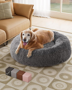 Calming Donut Bed for Dogs and Cats| X-Large (36 x 36 x 8 Inch)|Dark Gray|OhGeni - aborderproducts
