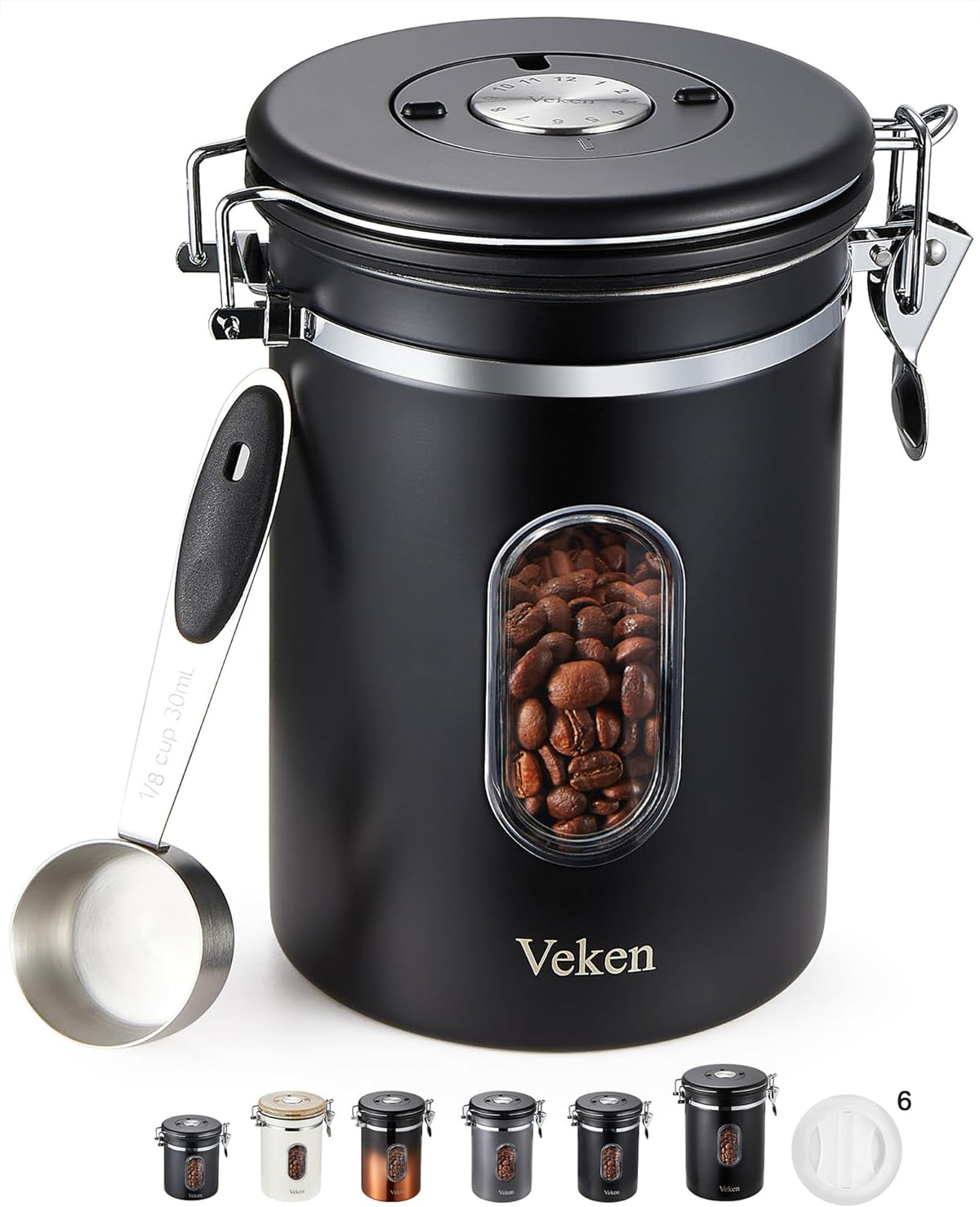 Coffee Canister|22OZ|Black|Veken - aborderproducts