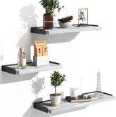 BAYKA | Floating Shelves | Set of 3 | Grey White - aborderproducts