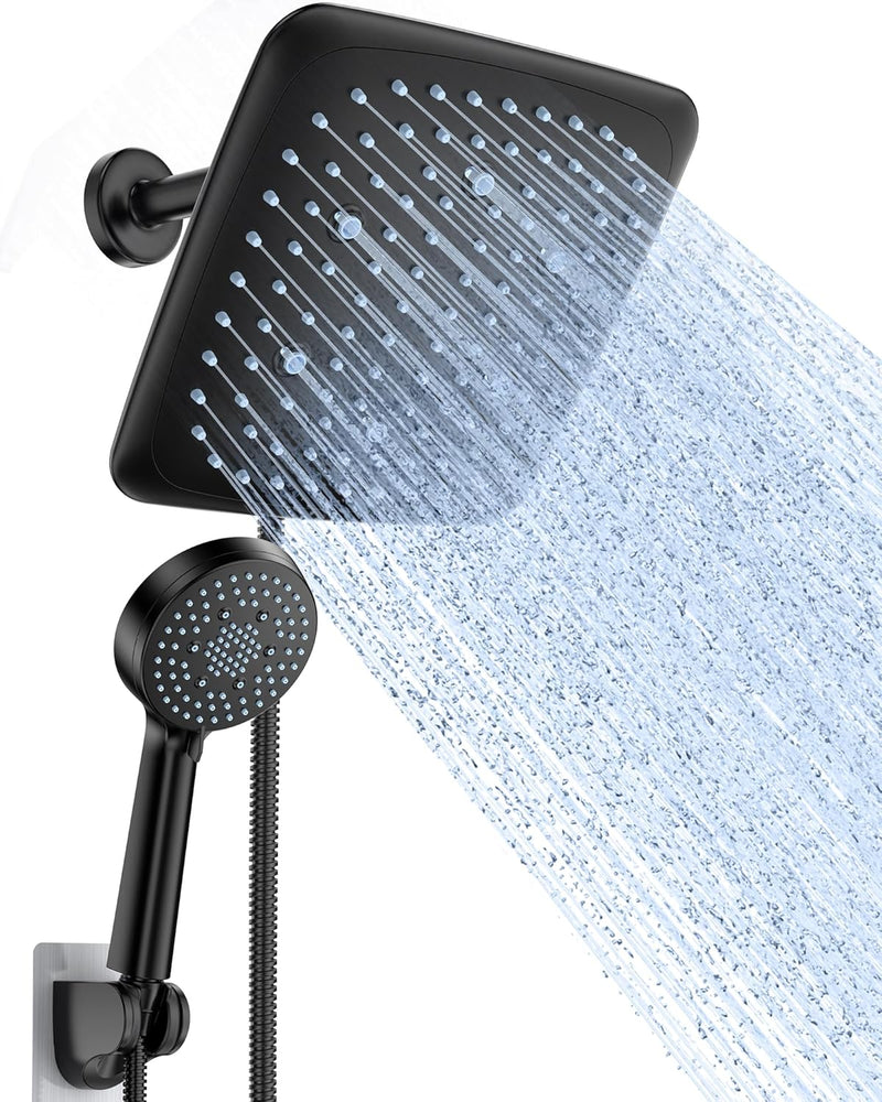Veken | Shower Head | 9 Inch | Combo | Wide Square | Black-zoom-