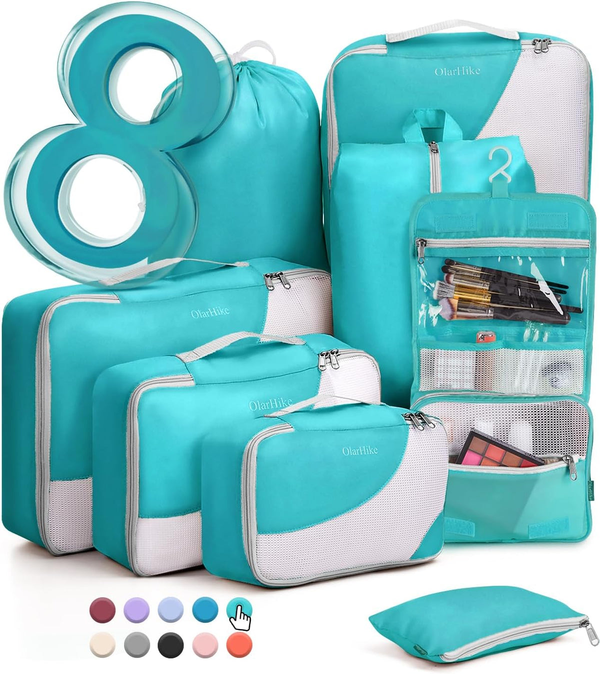 OlarHike | Packing Cubes | 8 Sets | Turquoise