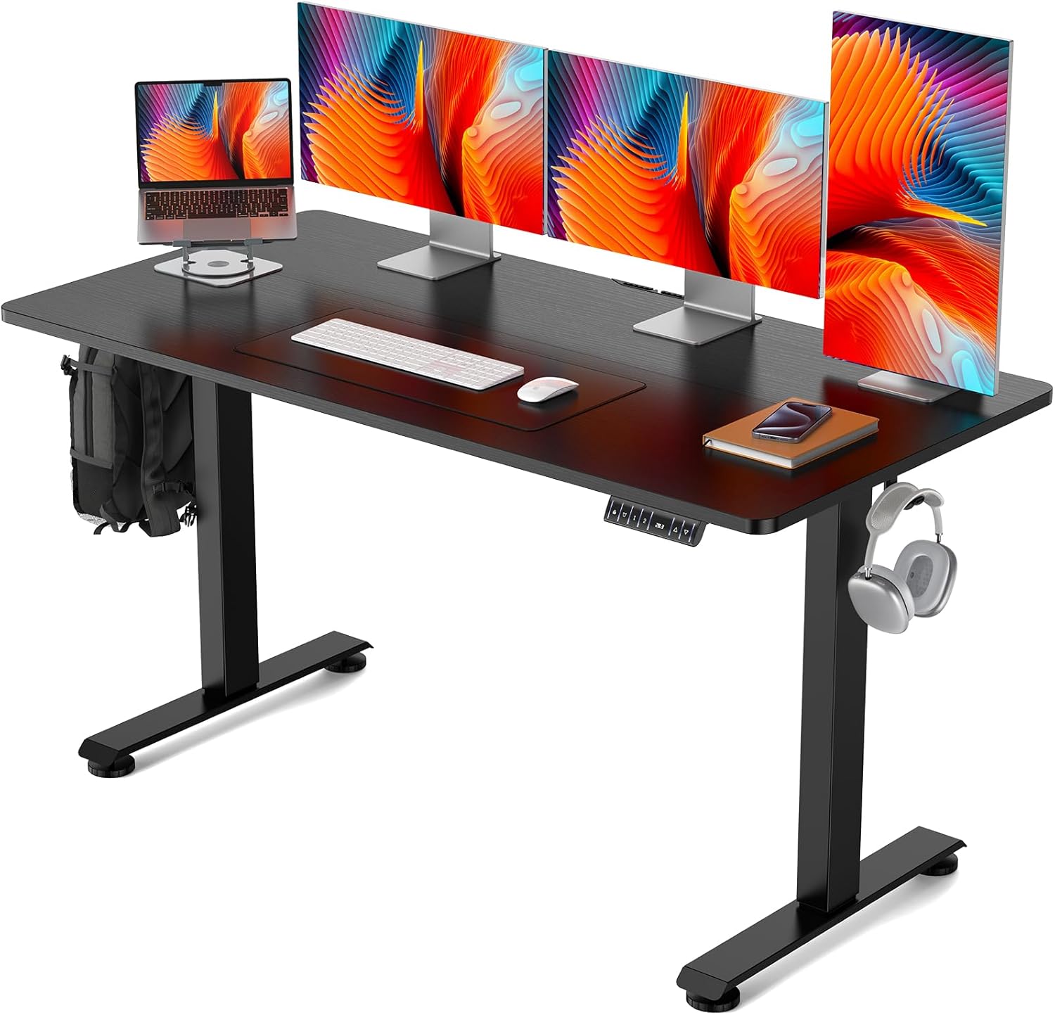 Veken | Electric Standing Desk | 55 Inch | Black - aborderproducts