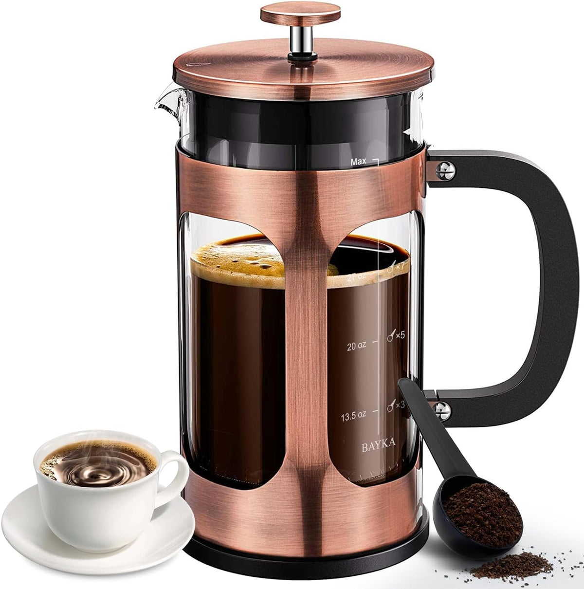 BAYKA 34 Ounce 1 Liter French Press Coffee Maker-Copper