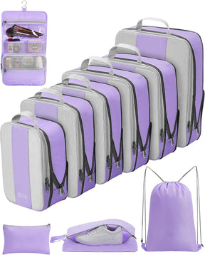 OlarHike | Compression Packing Cubes | 10 Sets | Light Purple