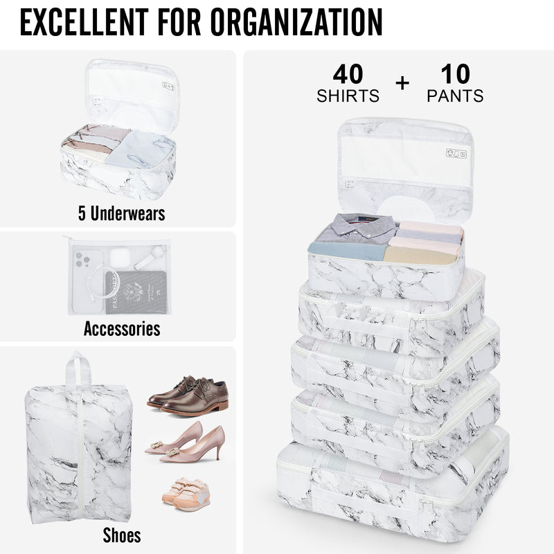 Veken 10 Set Packing Cubes for Travel Essential, Suitcase Organizer Bags in 4 Sizes, Carry-On Luggage Accessories with Large Laundry & Hanging Toiletry Bag, Must-Have for Airplane, Road Trip & Camping-zoom-