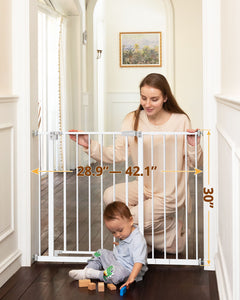 Baby Gate Extra Tall | 28.9” to 42.1” | White | InnoTruth - aborderproducts