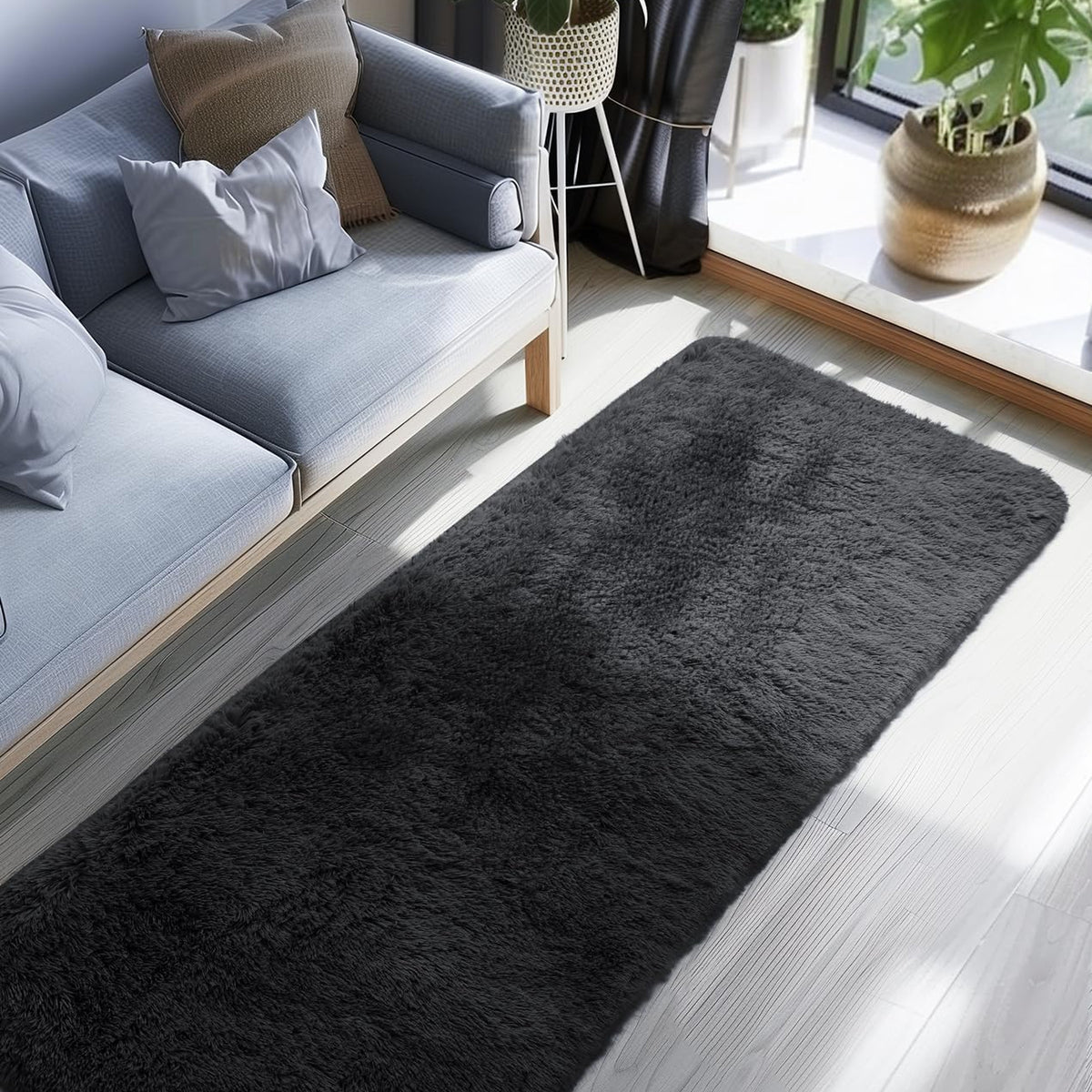 Ophanie Fluffy Shag Runner Rug, Soft Cushioned Non-Slip Hallway Rug for Bedroom, Bedside, Dorm, Nursery & Kids Room-11