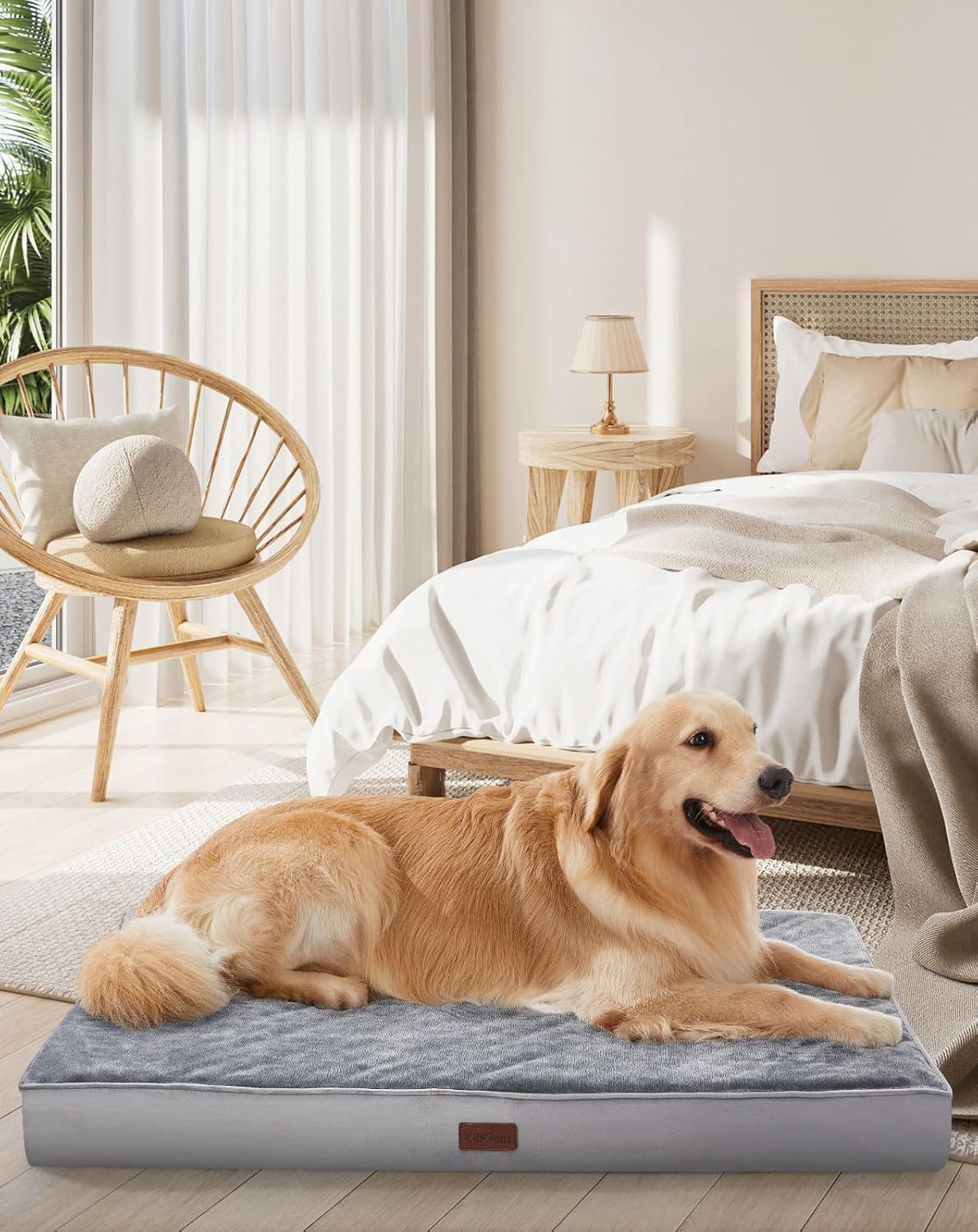 OhGeni | Dog Bed | Sherpa Fabric | 41 Inches | Gray - aborderproducts