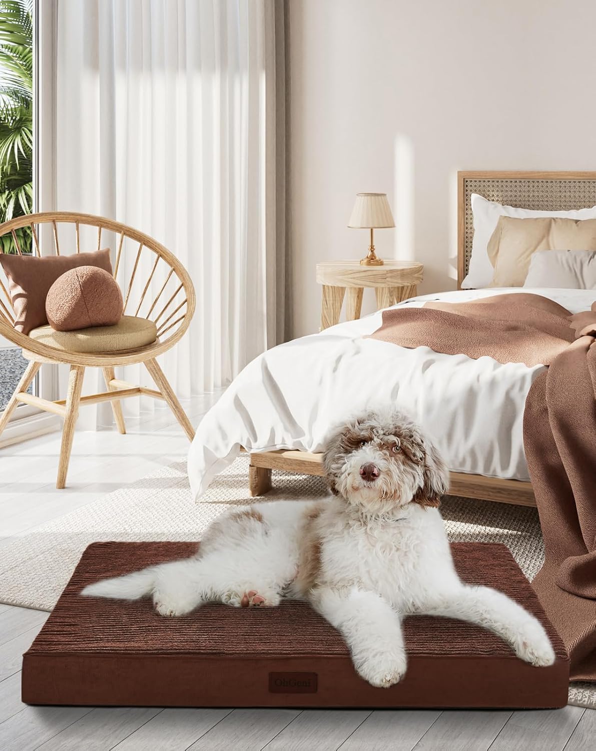 OhGeni | Dog Bed | 35 Inch | Brown - aborderproducts