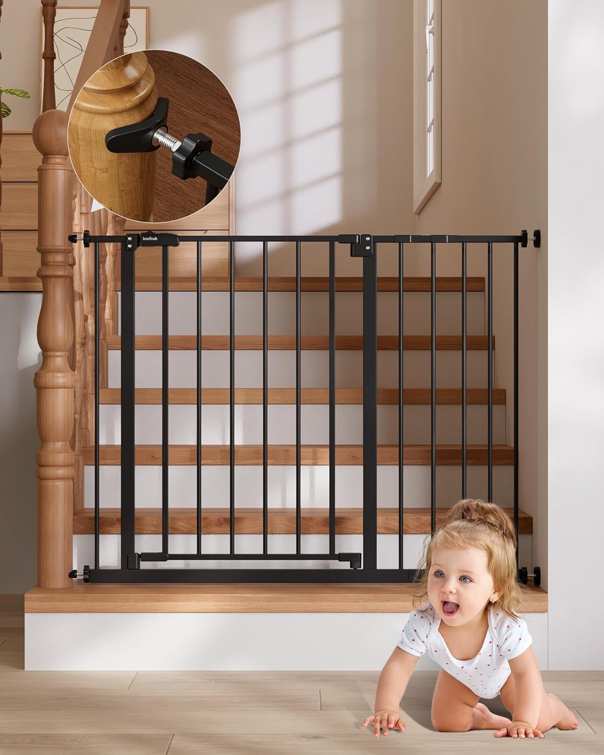InnoTruth | Baby Gate | 28.9-42.1" | 30" Tall | Black - aborderproducts