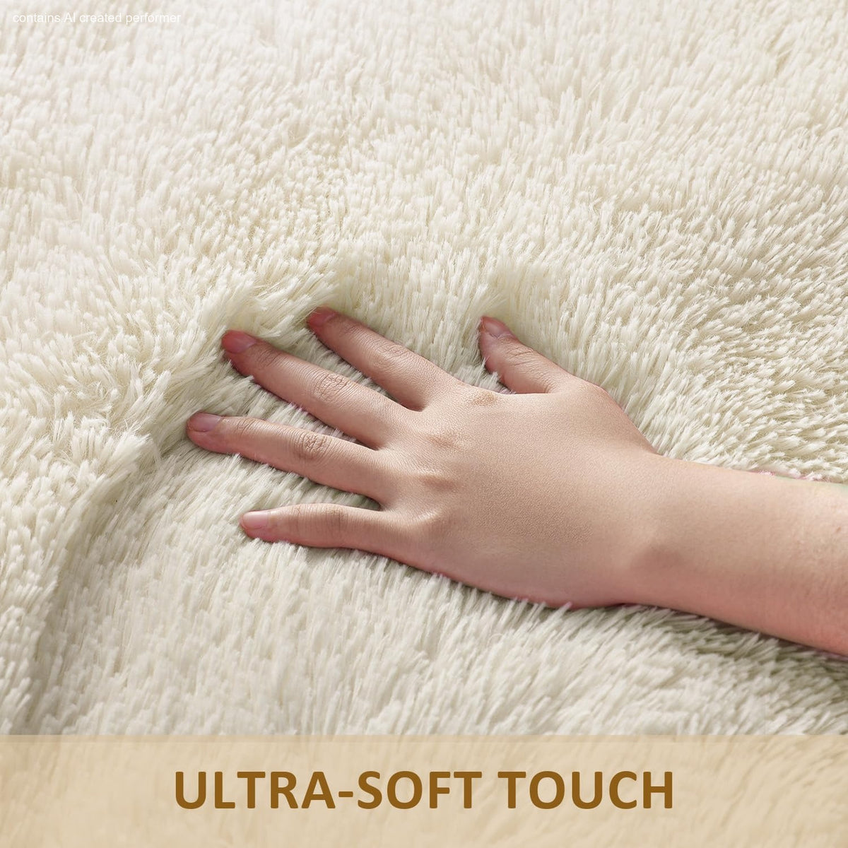 Ophanie Non Slip Ivory Shag Rug 4x6, Fluffy Area Rug for Bedroom Living Room, Soft Fuzzy Carpet for Kids Nursery, Plush Dorm Rug-4