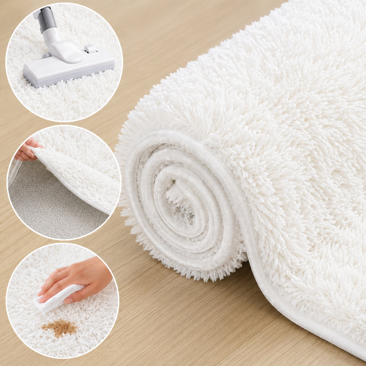 Ophanie White Fluffy Rug 4x6, Shag Area Rug for Girls Bedroom Living Room, Soft Fuzzy Carpet for Kids Nursery, Teen Dorm Bedside Mat-zoom-3