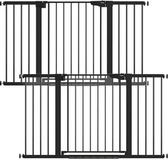 Cumbor 2 Pack 29.7-54.2" Baby Gate for Stairs, Mom's Choice Awards Winner-Auto Close Dog Gate for doorways, Easy Install Pressure Mounted Pet Gate Indoor, Walk Thru Wide Safety Gate for Dog, Black - aborderproducts