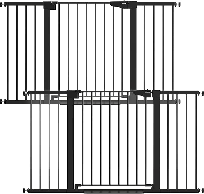 Cumbor 2 Pack 29.7-54.2" Baby Gate for Stairs, Mom's Choice Awards Winner-Auto Close Dog Gate for doorways, Easy Install Pressure Mounted Pet Gate Indoor, Walk Thru Wide Safety Gate for Dog, Black-zoom-