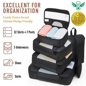 Veken | Packing Cubes | 8 Set | Black - aborderproducts
