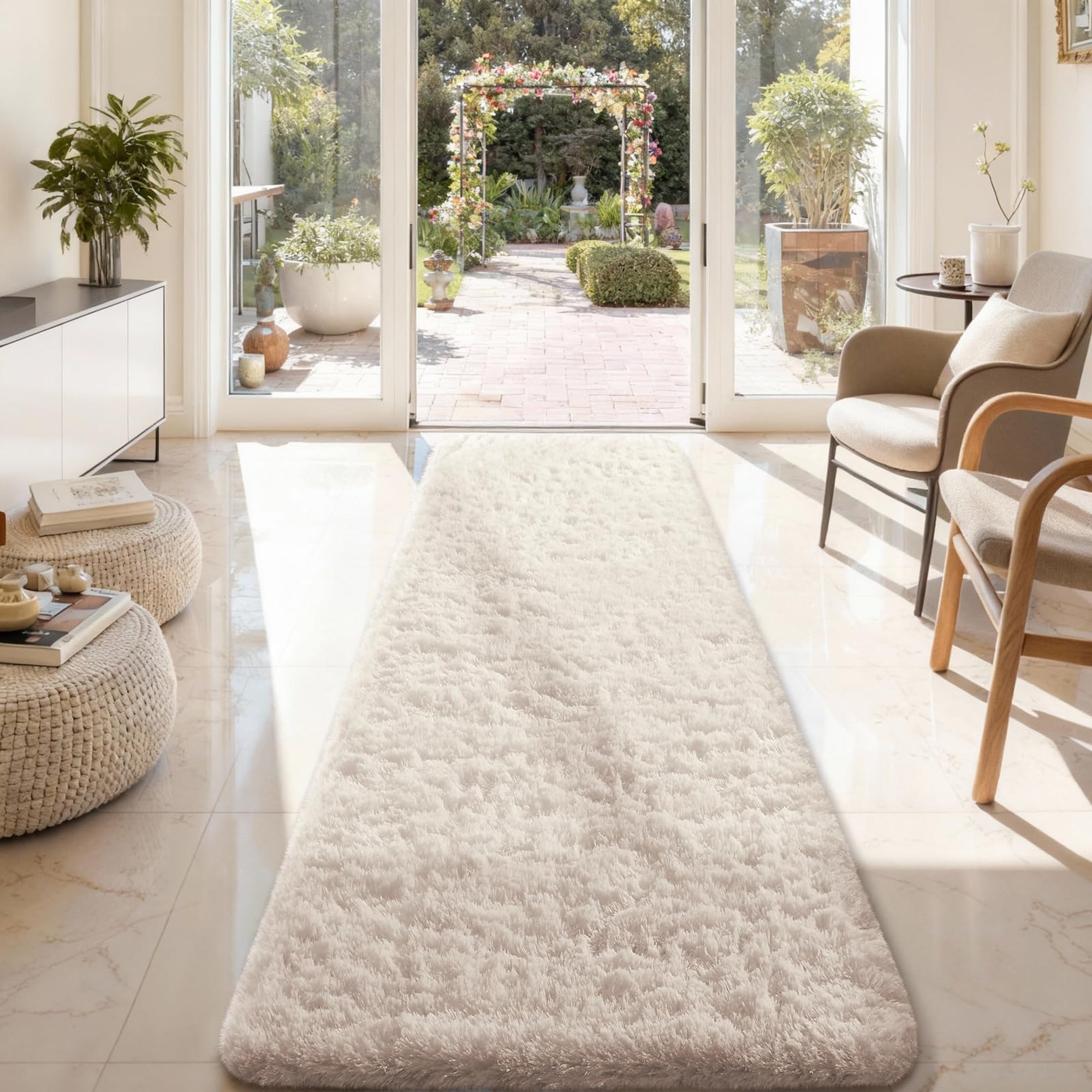 Ophanie Fluffy Shag Runner Rug, Soft Cushioned Non-Slip Hallway Rug for Bedroom, Bedside, Dorm, Nursery & Kids Room-zoom-5