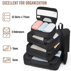 Veken | Packing Cubes | 8 Set | Black - aborderproducts