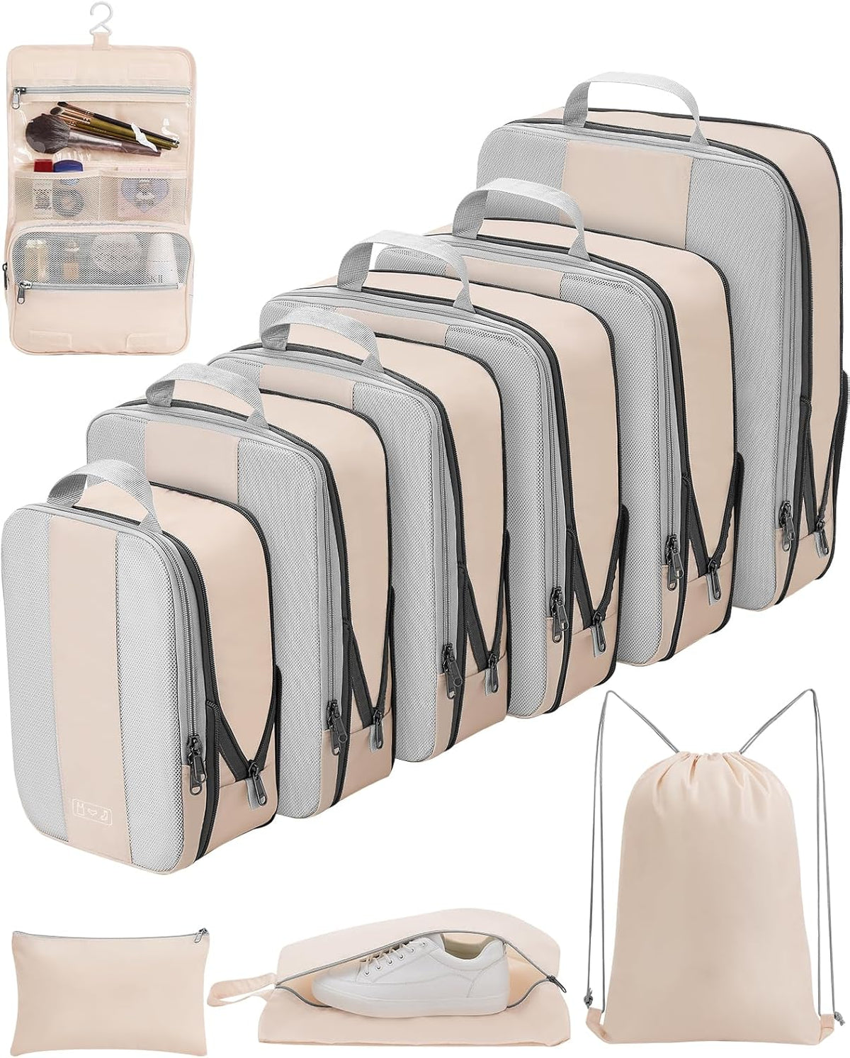 OlarHike | Compression Packing Cubes | 10 Sets | Beige