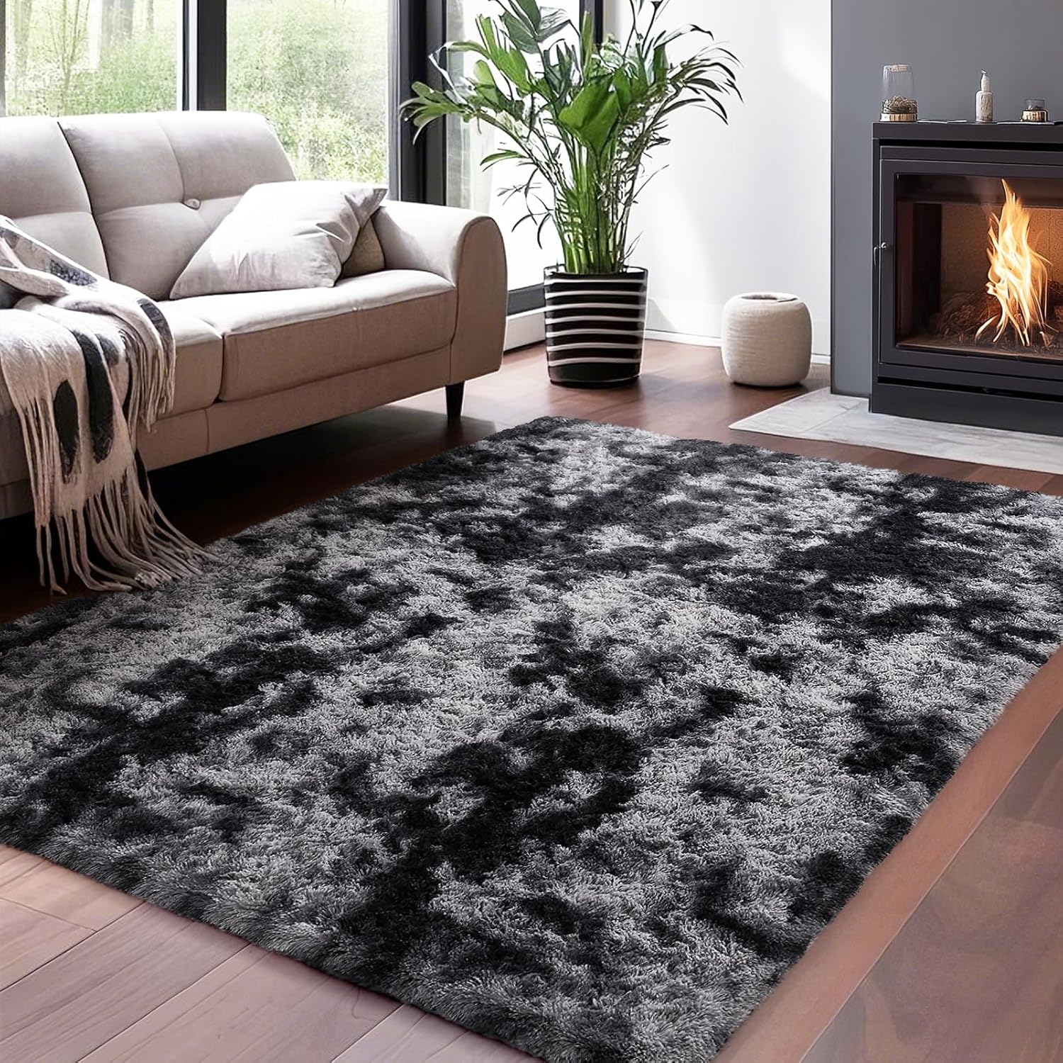 Ophanie | Upgrade Rug |  5x7 | Black & Grey - aborderproducts