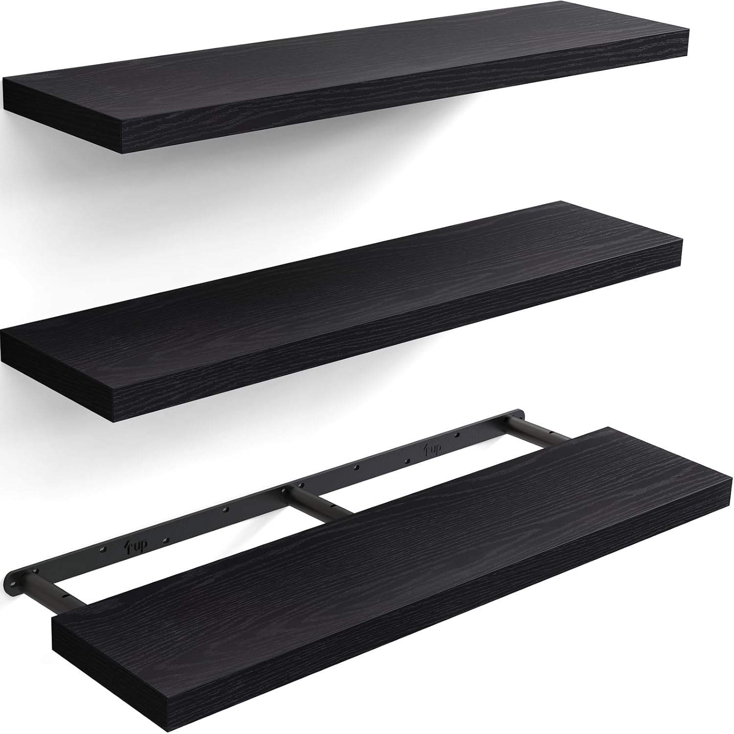 BAYKA | Floating Shelves | 36 inches | 3-Pack | Black - aborderproducts