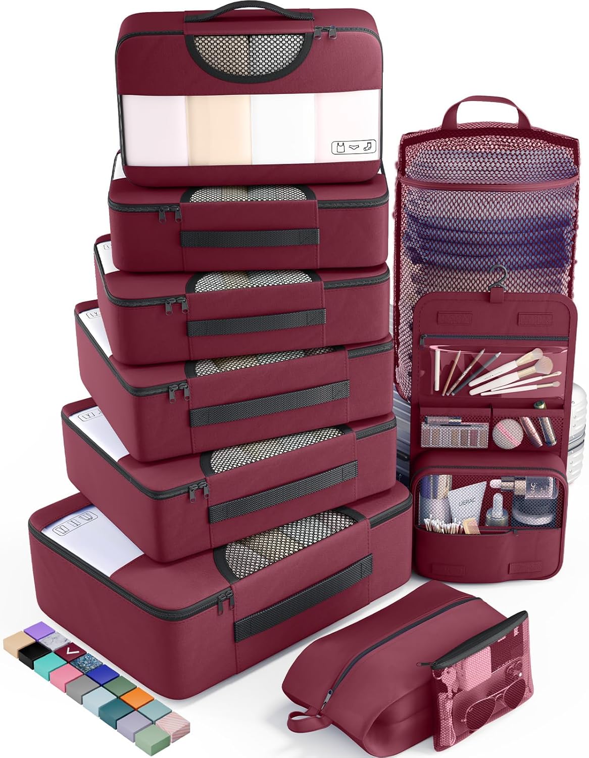 Veken | 10 Set | Packing Cube | Ruby Wine - aborderproducts