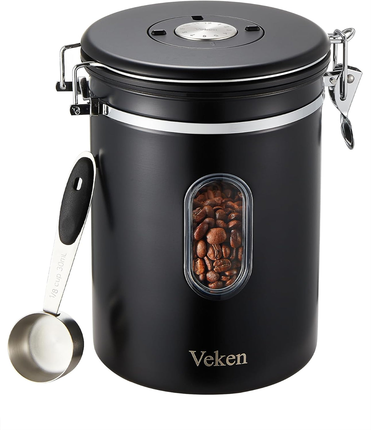 Coffee Canister|38OZ|Black|Veken - aborderproducts