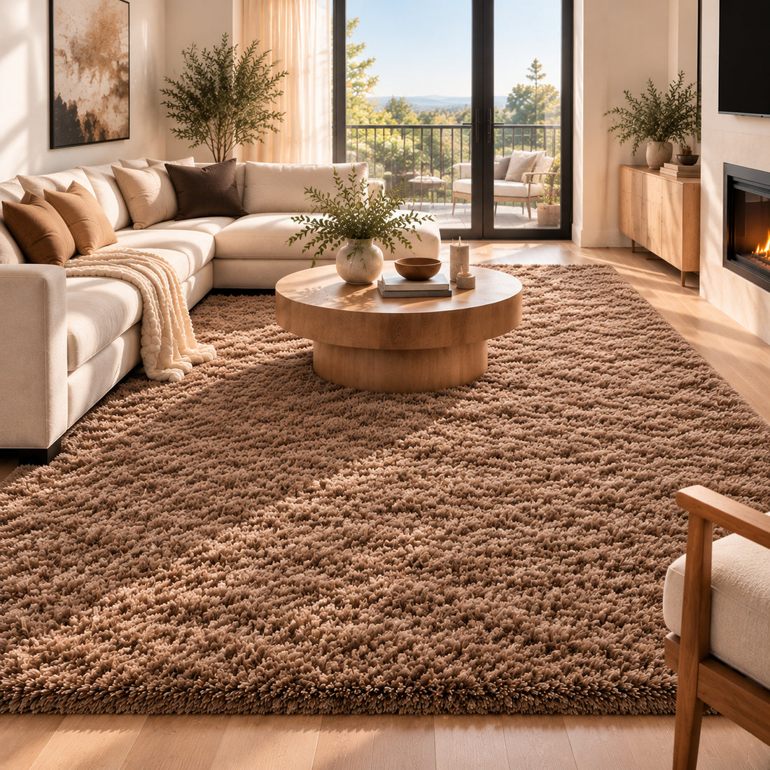 Ophanie Soft Shag Area Rug, Fluffy Non-Slip Carpet for Living Room, Bedroom and Dorm