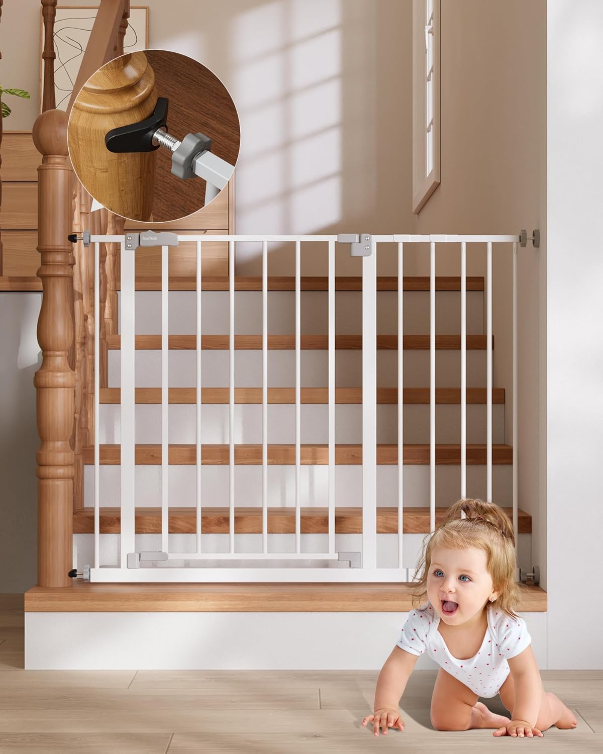 InnoTruth | Baby Gate | 28.9-42.1" | 30" Tall | White - aborderproducts