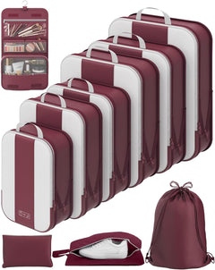OlarHike | Compression Packing Cubes | 10 Sets | Burgundy - aborderproducts