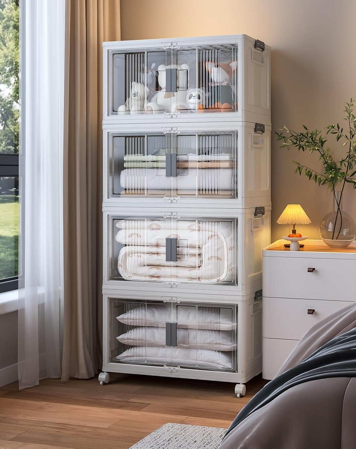 OlarHike | Storage Bins | 76QT | 4 Pack | Warm Gray - aborderproducts