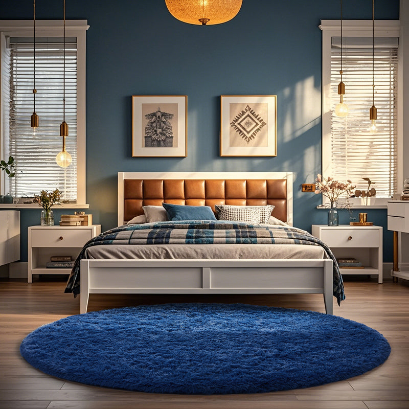 Ophanie | Round Rug | 5 Ft | Blue-zoom-