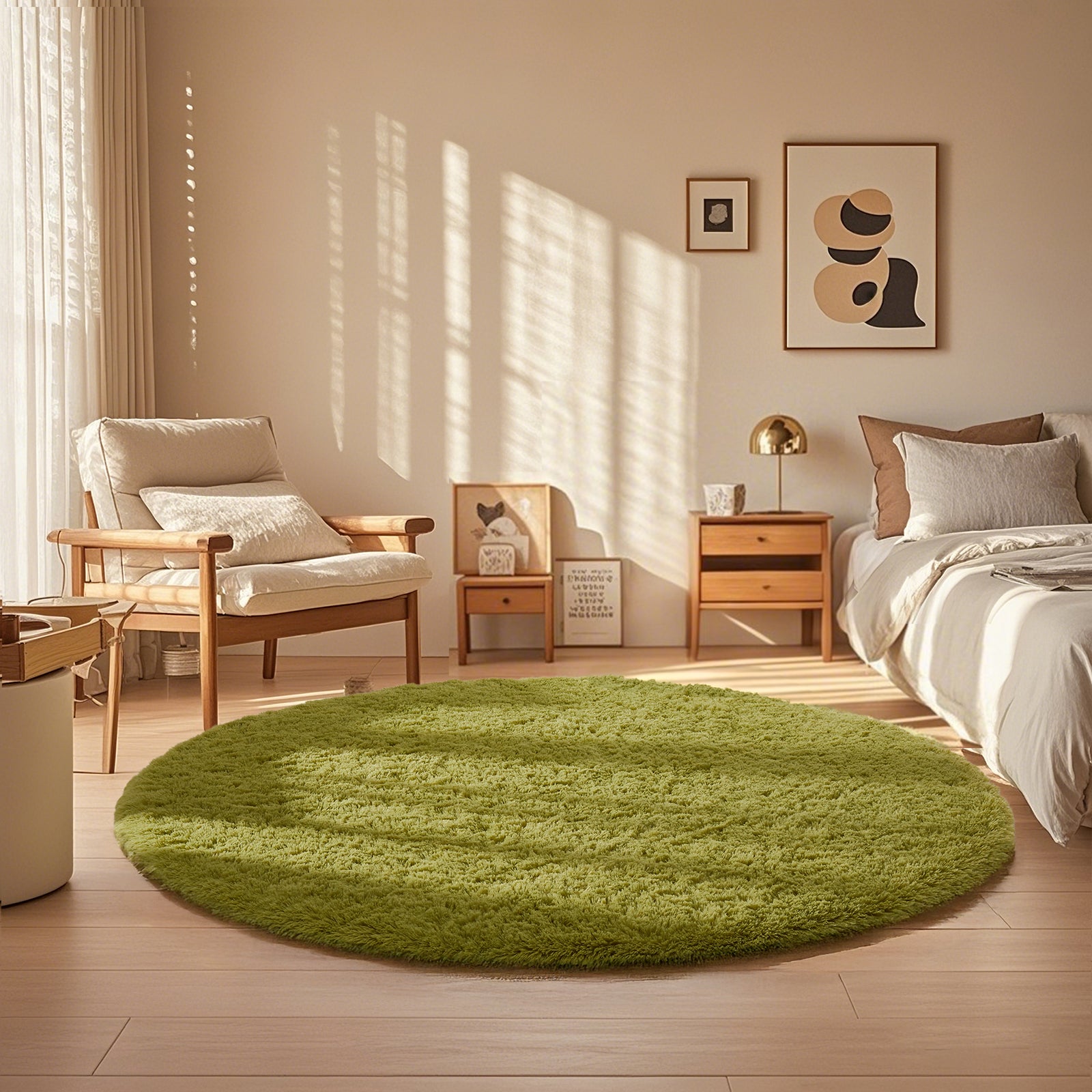 Ophanie | Round Rug | 5 Ft | Green - aborderproducts