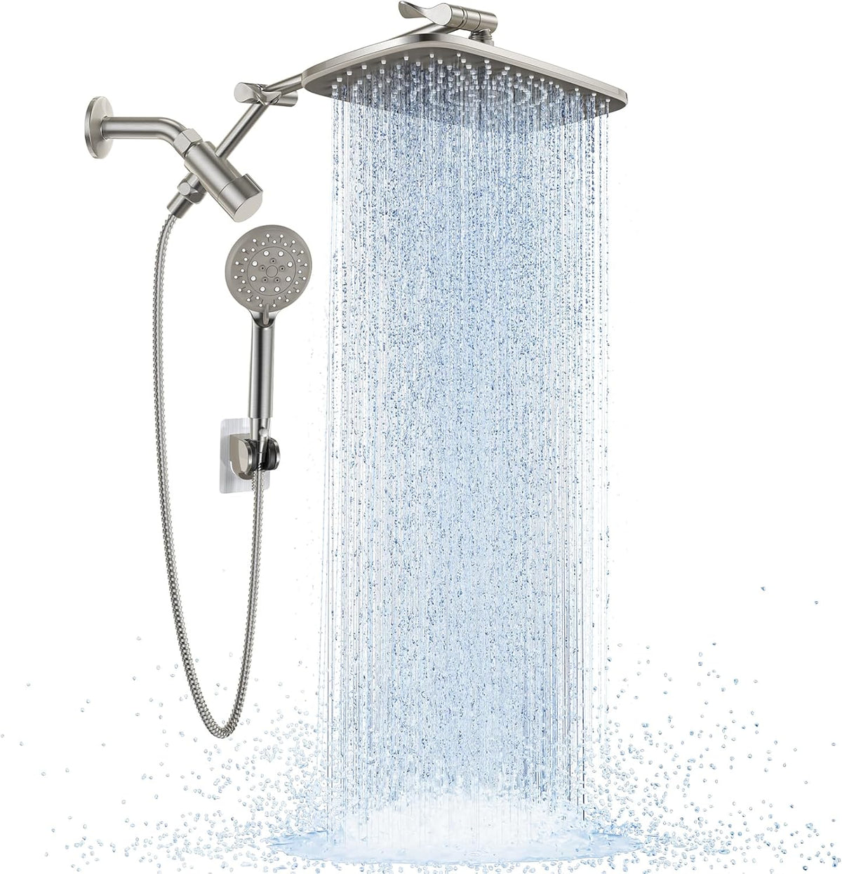 Veken | Wide Rain Shower Head Combo | 2.5 GPM | Brushed Nickel