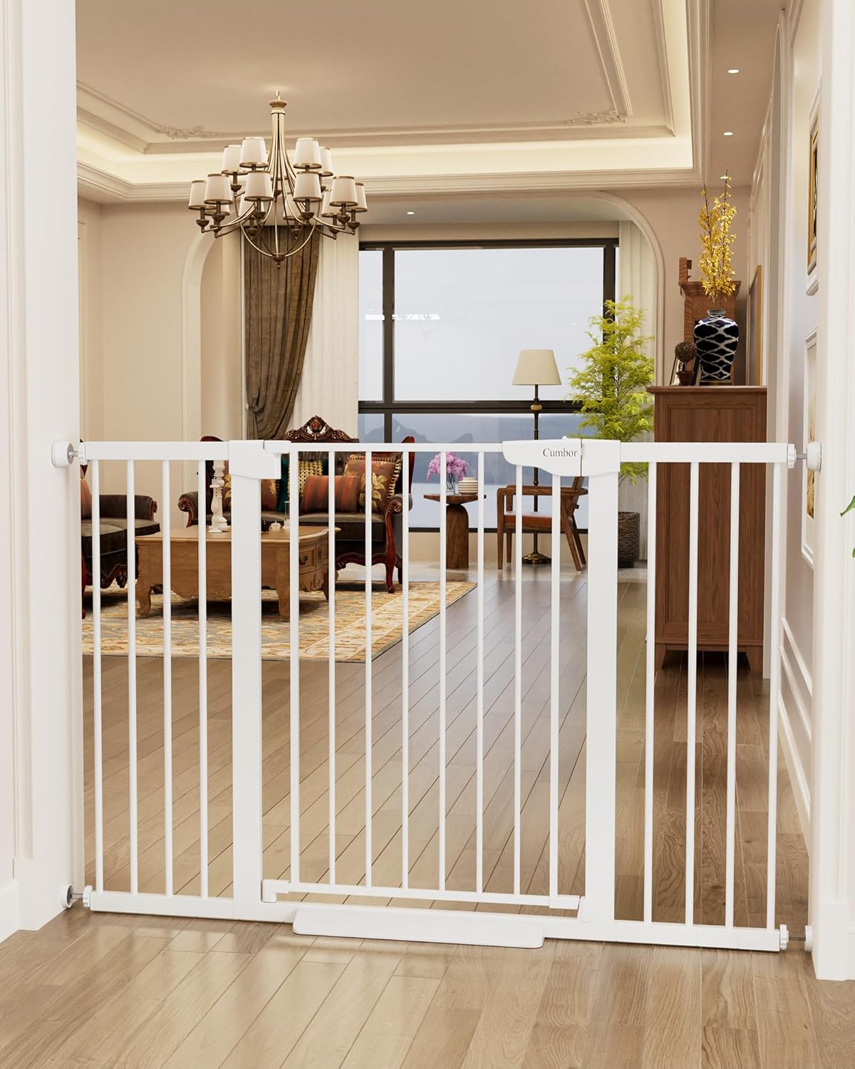 CUMBOR | SAFETY GATE | 29.7-54.2"W x 36"H | WHITE - aborderproducts