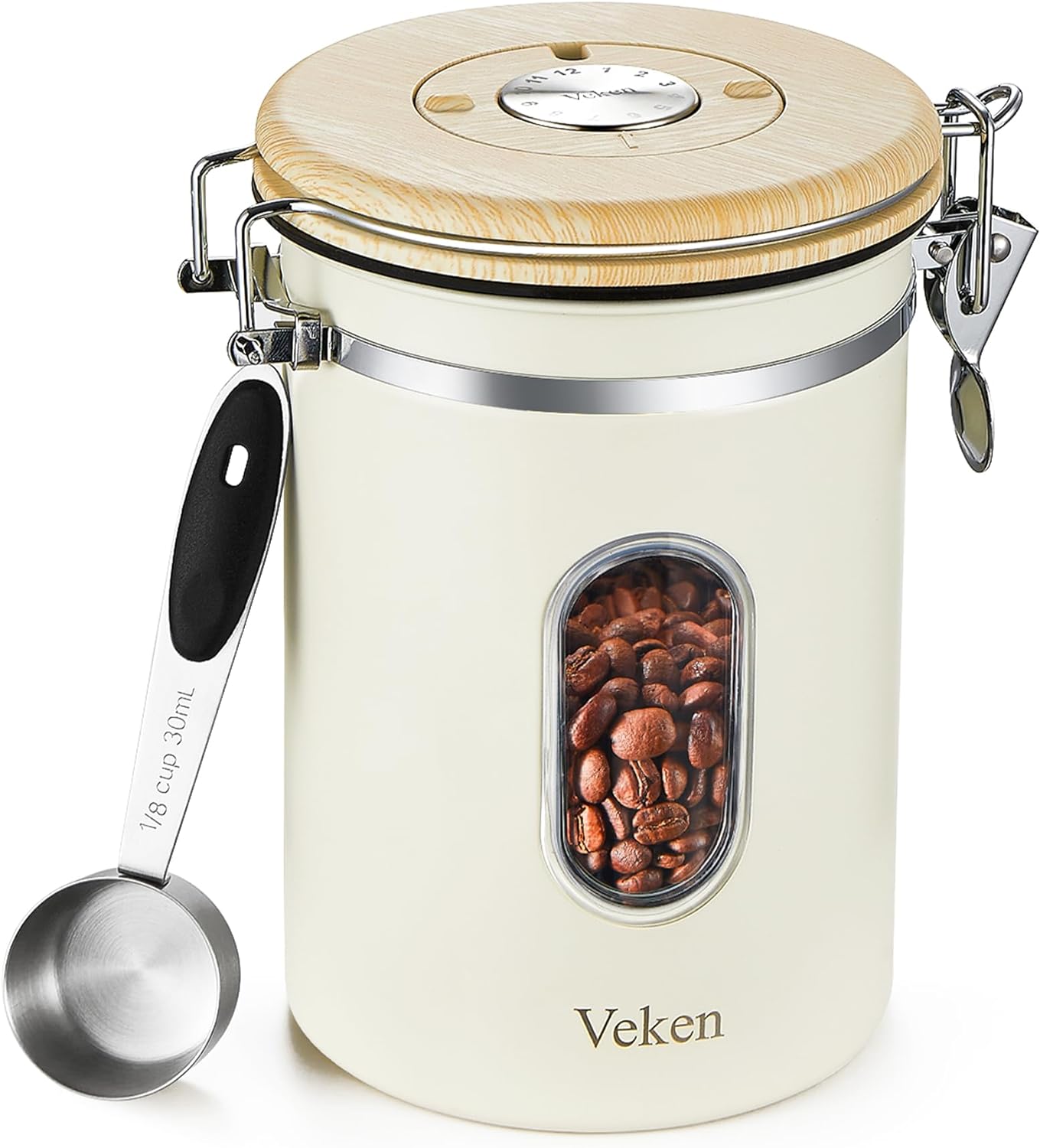 Coffee Canister|22OZ|Cream|Veken - aborderproducts