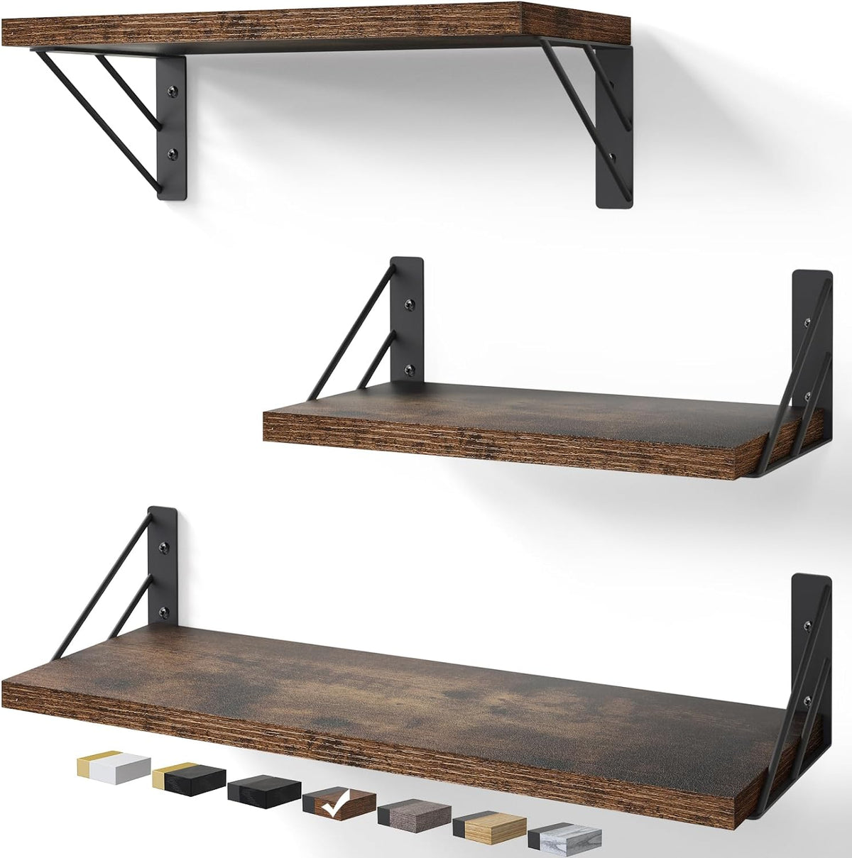 3-Pack Floating Shelves| Rustic Brown| BAYKA - aborderproducts