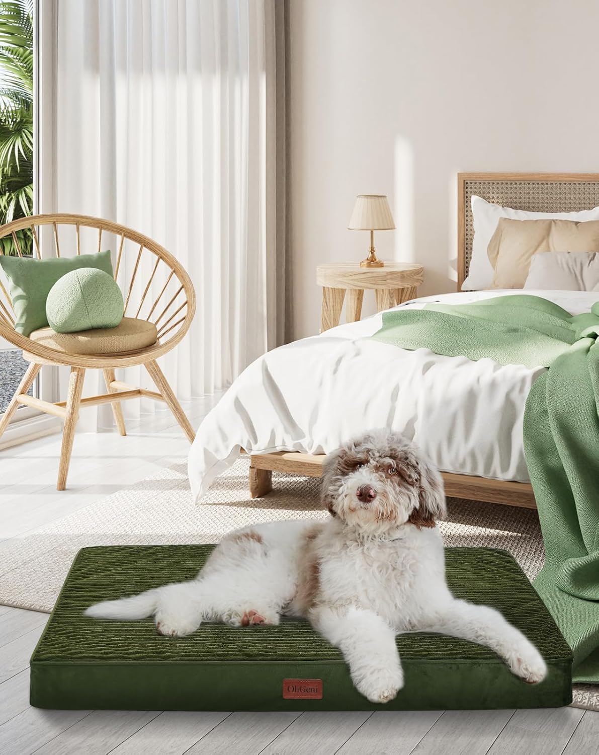 OhGeni | Dog Bed | 35 Inch | Dark Green - aborderproducts