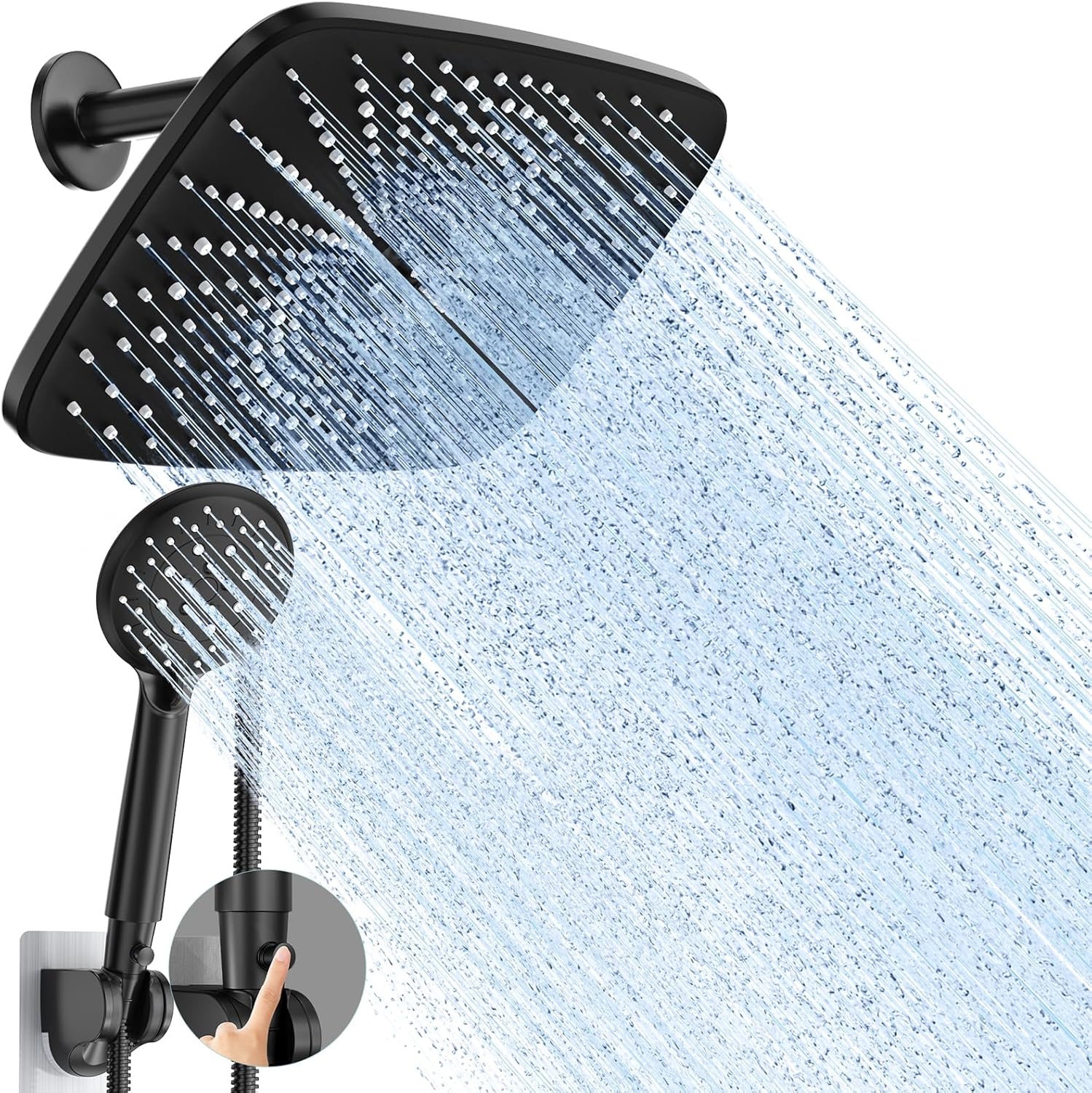 Veken | Shower Head Combo | 12 Inch | Matte Black - aborderproducts