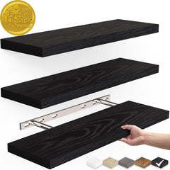 BAYKA | Floating Shelves | 15.7 in | 3-Piece | Black - aborderproducts