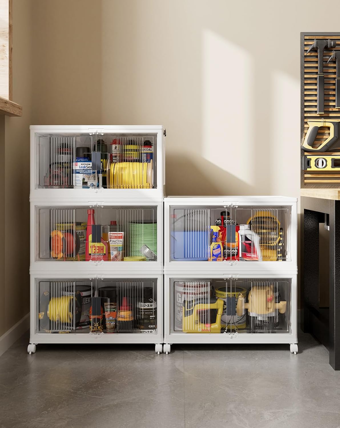 OlarHike | 97QT | Stackable Storage Bins | 5 Pack | Warm Gray - aborderproducts