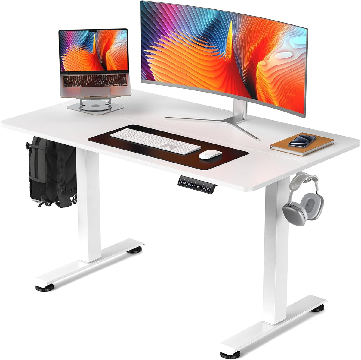 Veken | A2 Electric Standing Desk | 47.2 Inch | White - aborderproducts