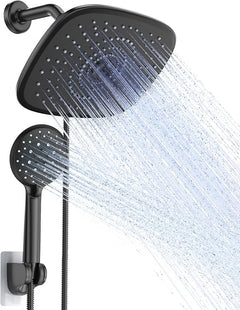 Veken 10 Inch Shower Head with Handheld, 2.5GPM High Pressure Showerhead Combo with 5 Handheld Water Spray Modes, Dual Shower Heads, Matte Black - aborderproducts