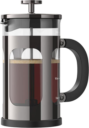 Veken French Press Coffee Maker 21oz 0.6 L, Heat Resistant Thickened Borosilicate Glass,Stainless Steel Brewer,Single Serve Small Pot, Cold Brew Cafetera Teapot for Kitchen Travel Camping, Dark Pewter - aborderproducts