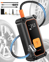 OlarHike Cordless Electric Tire Inflator Portable Air Compressor, Auto Air Pump for Car Tire,SUV,Bicycle, Bike,motorcycle,ball, Tire Inflator with Digital Pressure Gauge, Smart Pump with LED Light, Orange - aborderproducts