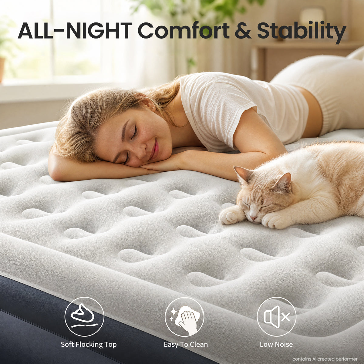 OlarHike 20" H Cal King Air Mattress with Built in Pump,Family Size, 850lb-3
