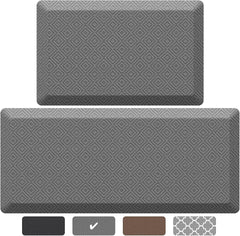 Ophanie | Anti Fatigue Cushioned Mat | 2 Pack | 20"x 32" + 20"x 48"|  Grey - aborderproducts